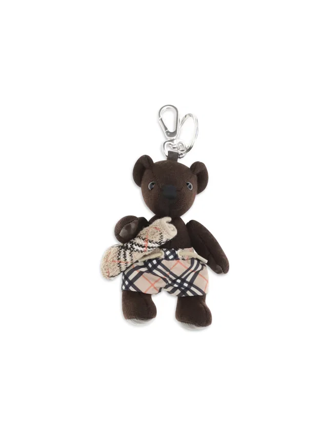 Burberry Check Bag Charm — Brown Wool (ovis Aries) in Brown Wool from HEWI