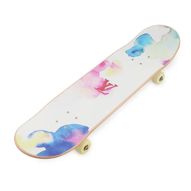 Louis Vuitton skateboard White/MulticolorGI0622 Wood Monogram Watercolor in White from GALLERY RARE