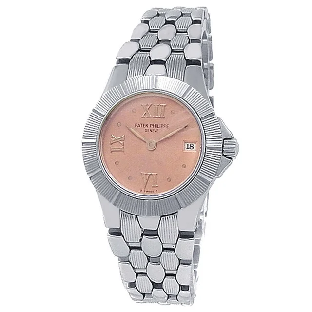 Patek Philippe Neptune Quartz Pink Dial Ladies Watch 4880/1A in silver|gold|pink|gray from Jomashop.com