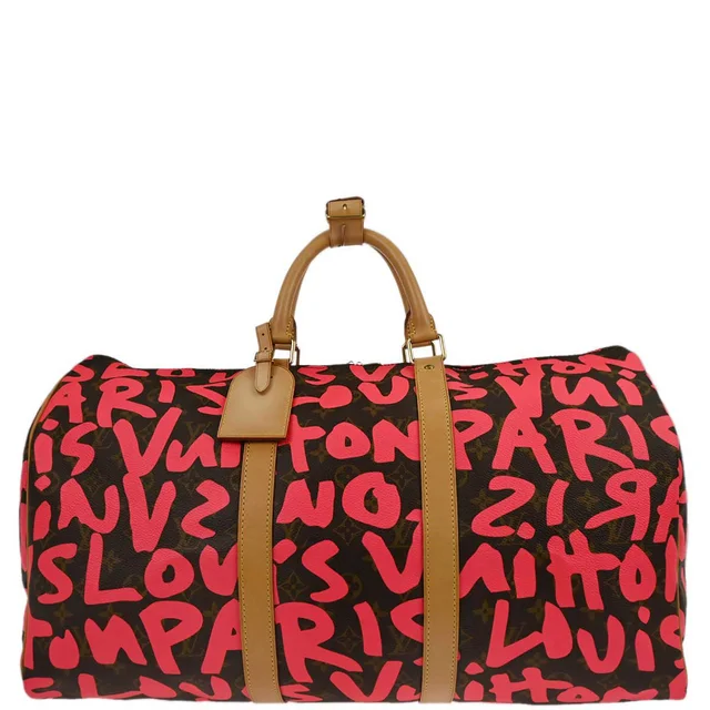 Louis Vuitton 2009 Pink Monogram Graffiti Keepall 50 Duffle Bag M93698 in Pink Canvas from AMORE Vintage Tokyo