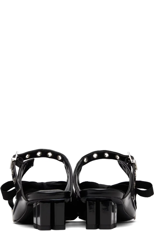 GANNI Black Eyelets Lace Up Mule Heels, photo 2 of 5 from SSENSE