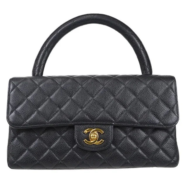 Chanel 1994 Classic Flap Handbag Medium Black Caviar in Black Caviar leather from AMORE Vintage Tokyo