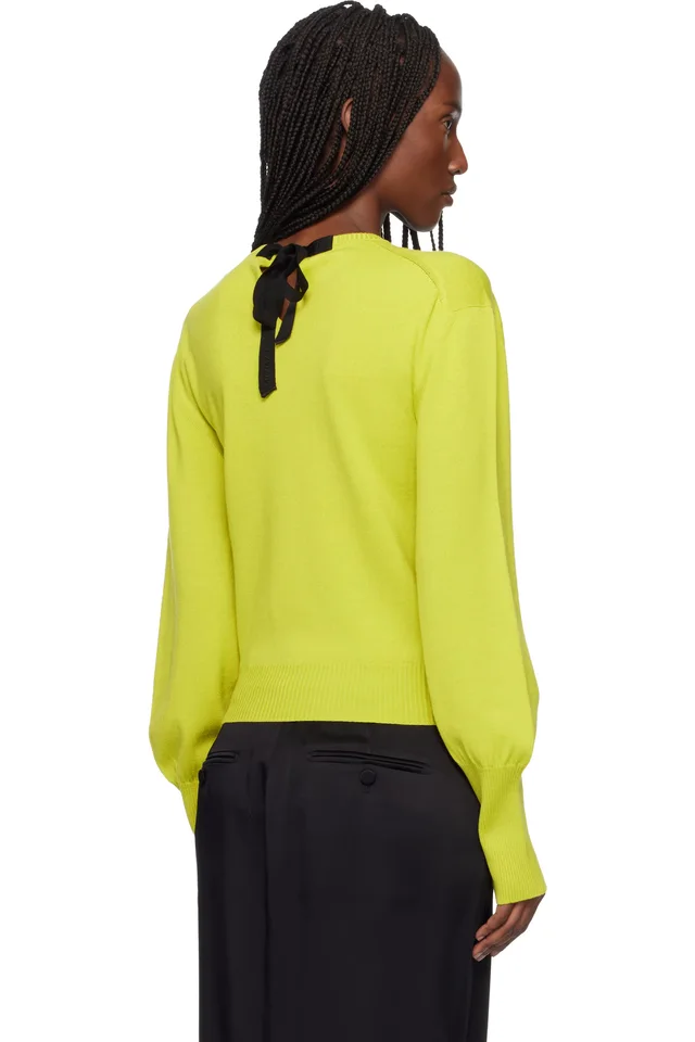Lanvin Green Wool Grosgrain Detail Sweater, photo 3 of 4 from SSENSE