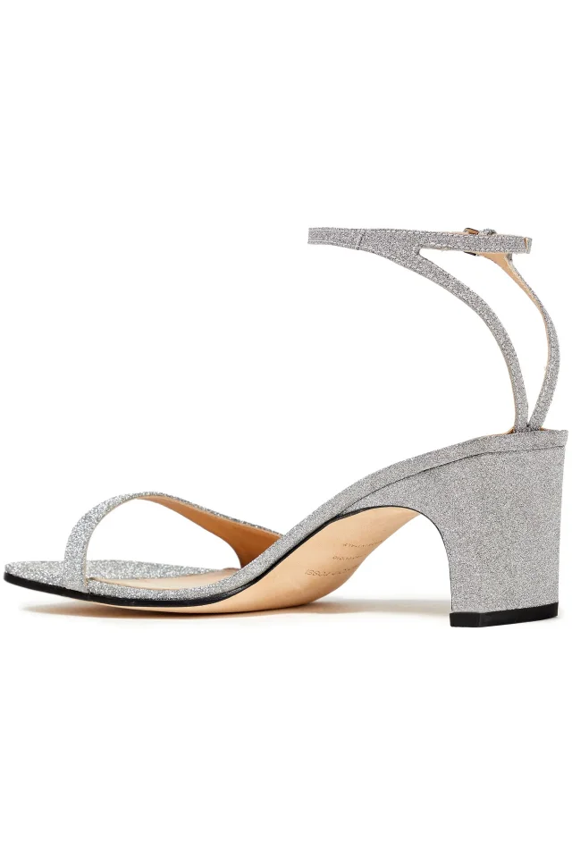 Sergio Rossi sr1 Glittered Leather Sandals in Silver, photo 3 of 4 from THE OUTNET