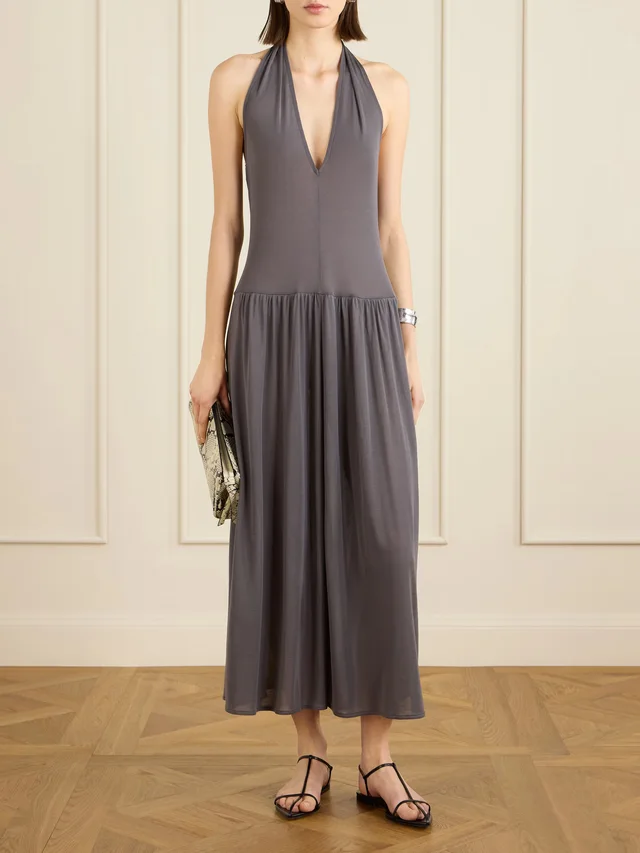 ST. AGNI TENCEL™ Lyocell halterneck midi dress in Grey, photo 2 of 2 from NET-A-PORTER (Canada)
