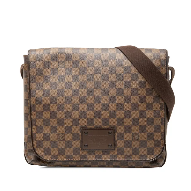 Brown Louis Vuitton Damier Ebene Brooklyn MM Crossbody Bag in Brown Canvas from Designer Revival