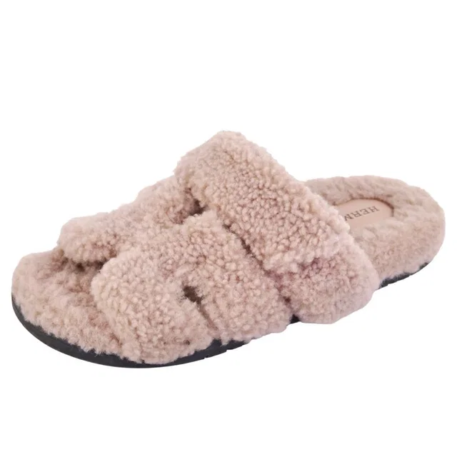 Hermès Sandals Chypre Logo Shearling Shoes from The Reluxe