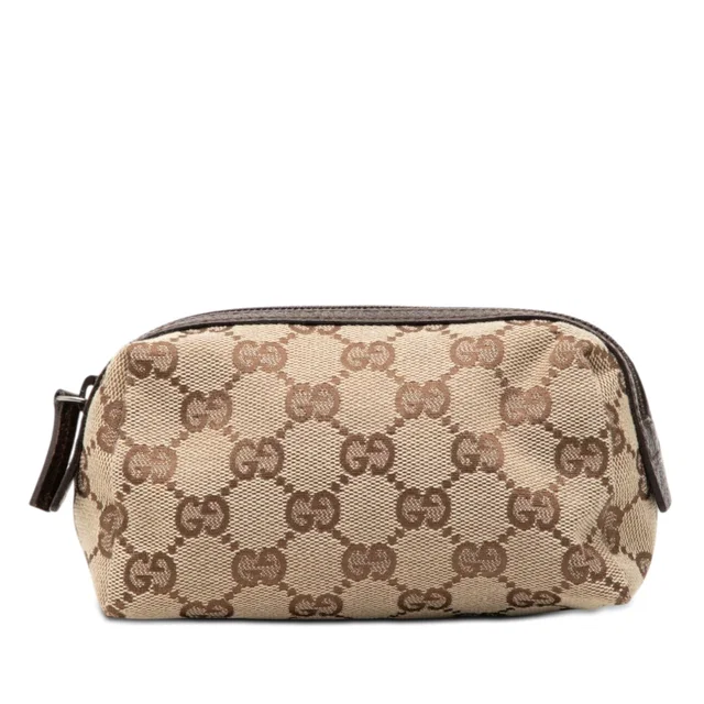Gucci GG Canvas Balthus Cosmetic Pouch in Beige Canvas from Designer Revival