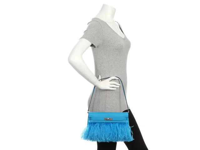 Hermès Bleu Frida Chèvre and Ostrich Kelly Elan Foile in Blue Goatskin from Ann's Fabulous Finds, photo 1 of 1