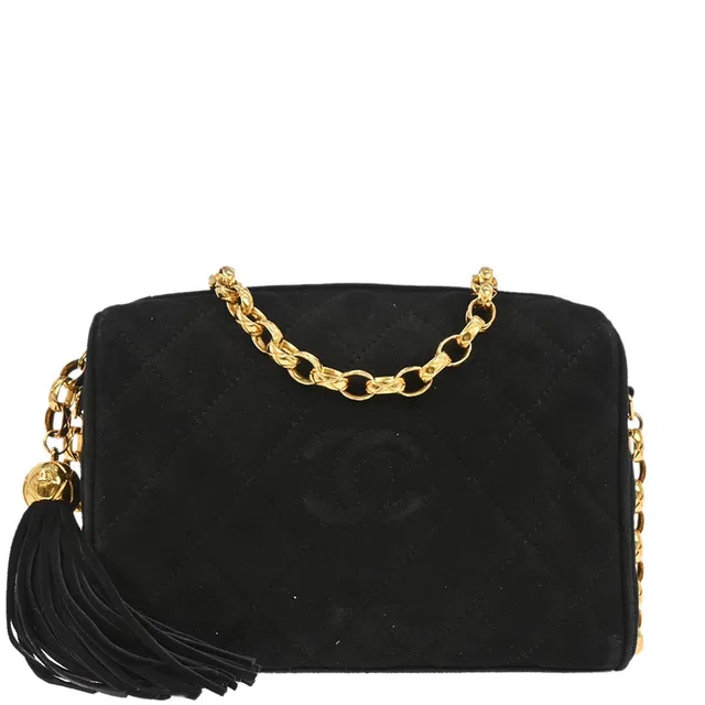 Chanel 1991-1994 Black Suede Camera Bag Mini in Black Suede from AMORE Vintage Tokyo