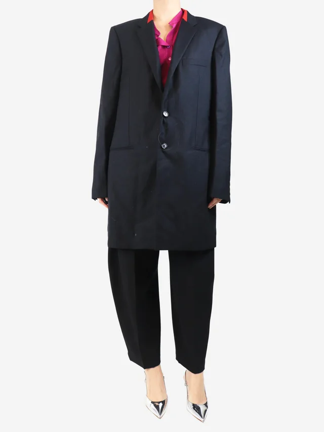 Saint Laurent Black oversized wool blazer - size UK 12 in Black Wool from Sign of the Times