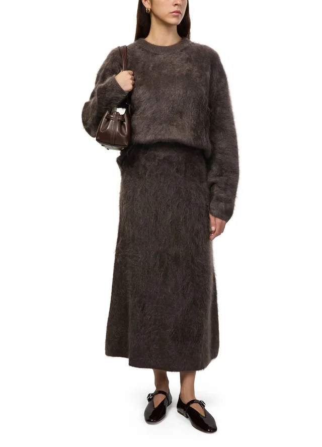 LISA YANG Asta Iconic cashmere skirt in Brown 100% cashmere, photo 6 of 6 from 24S (US)