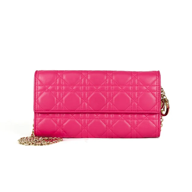 Dior Wallet On Chain WOC Pink in Pink Lambskin from The Purse Affair