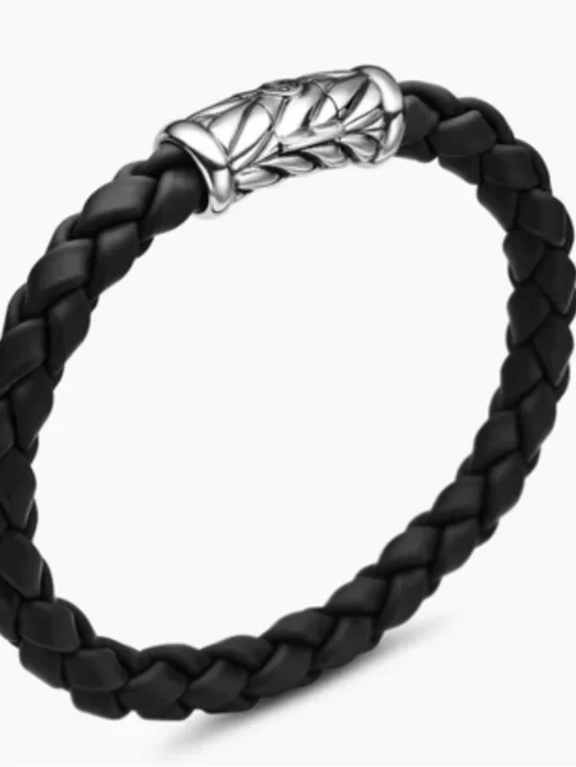 David Yurman Black Braided Leather Bracelet With Silver Cable Clasp in silver|black|gray Leather from Poshmark