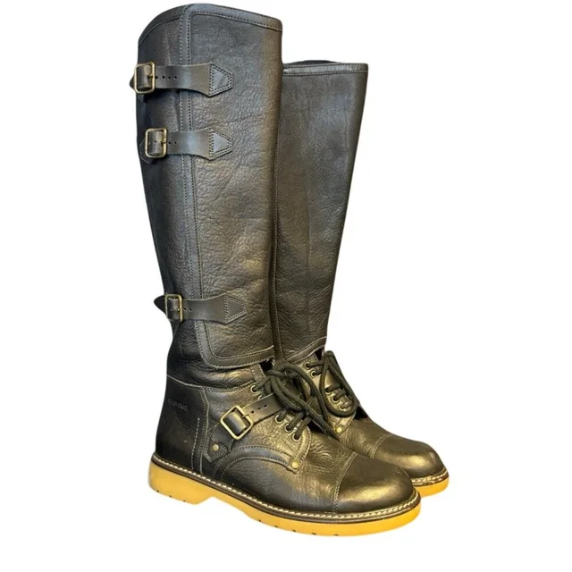 Chloé See By Chlo Tall Moto Combat Boots Women's Eu 36 Us5.5 Black Leather Chunky Lug in black Leather from Poshmark