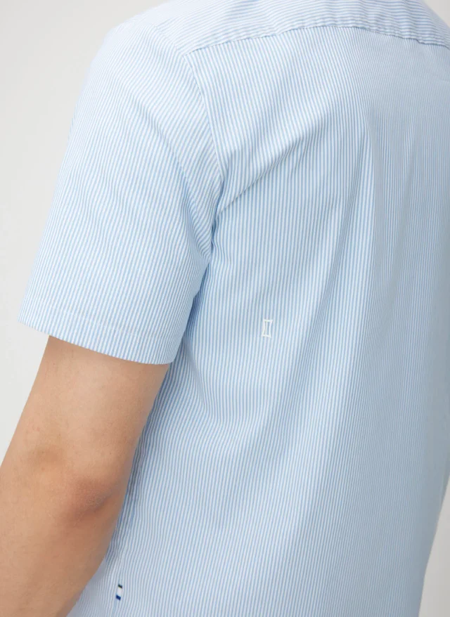 Kit and Ace Acadia Short Sleeve Poplin Shirt in Bright White/Cool Blue Stripe PopTec, photo 7 of 7 from Kit and Ace