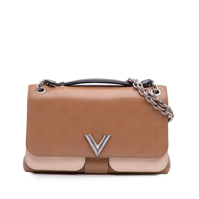Brown Louis Vuitton Monogram Cuir Plume Ecume Very Chain Satchel in Brown Leather from Designer Revival