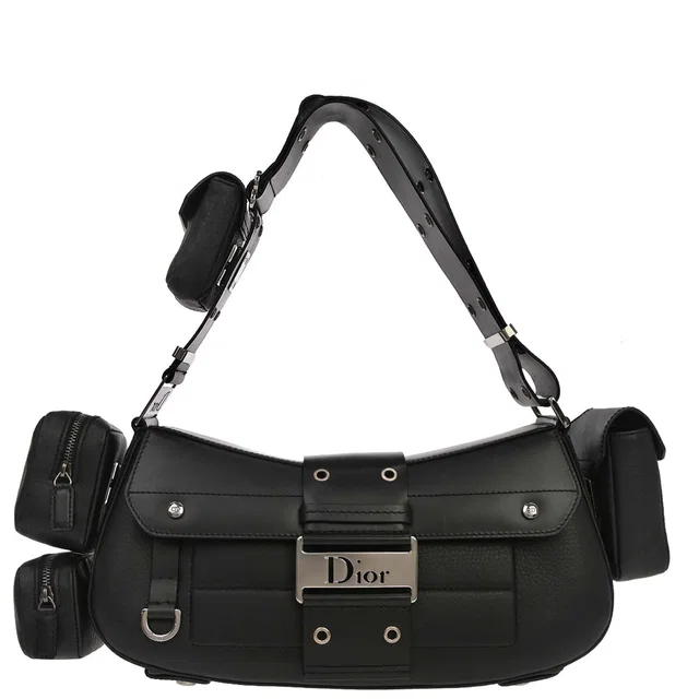 Dior Black Leather Street Chic Columbus Shoulder Bag in Black Leather from AMORE Vintage Tokyo