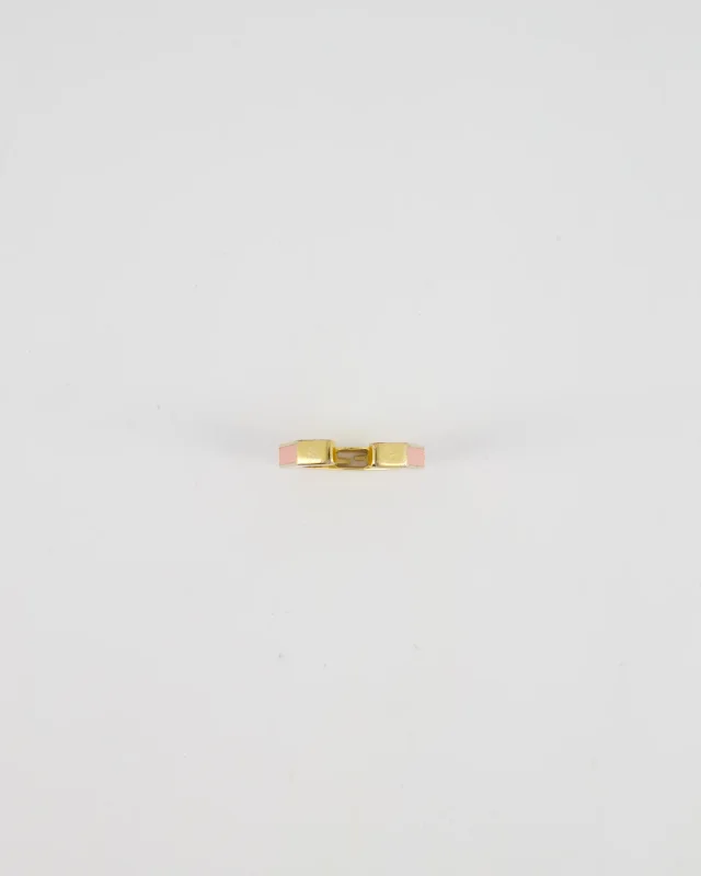 Fendi Gold Enamel Hexagonal Baguette Ring with pink Enamel Detail Size M in Pink from Sellier, photo 3 of 6