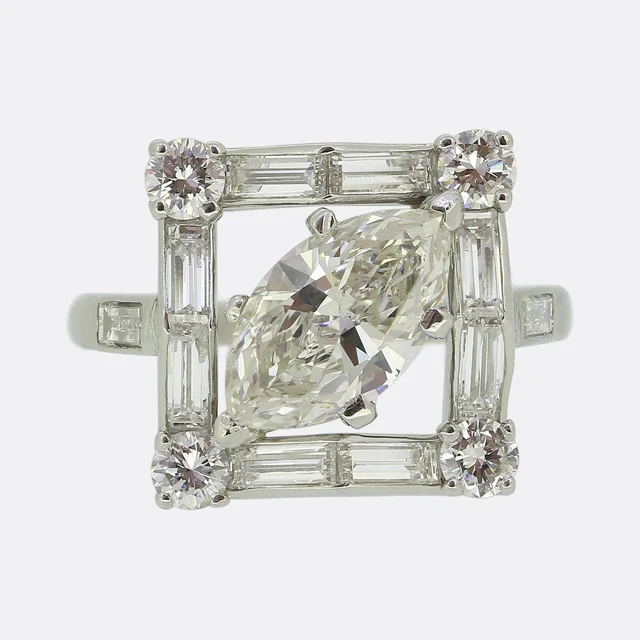 Vintage Monture Cartier Marquise Diamond Cluster Ring from The Vintage Jeweller