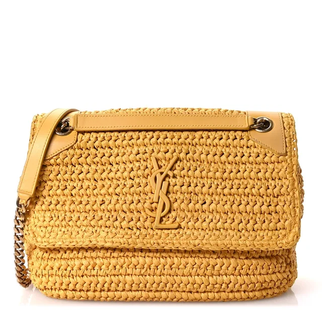 Saint Laurent Niki Medium Raffia Bag - Wheat in Raffia from H&T