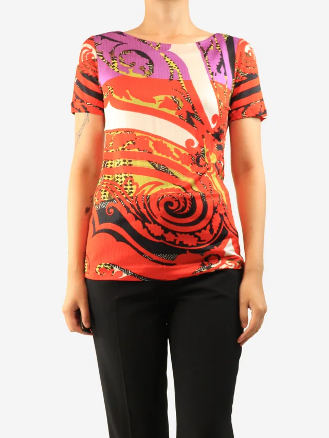 Etro Red all-over print knit top - size UK 10 in Red from Sign of the Times