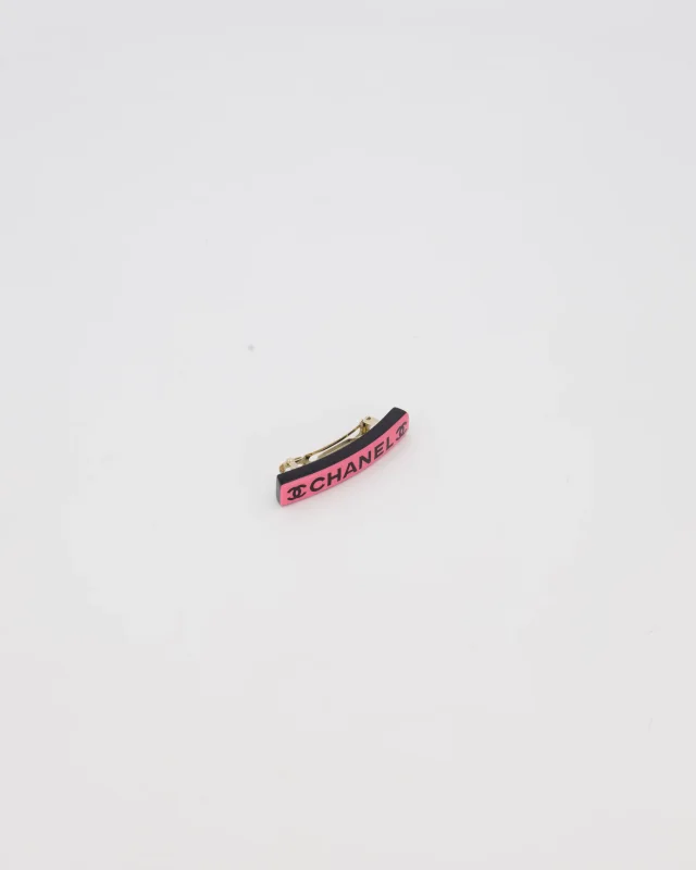 Chanel Pink and Black Logo Hair Clip in Black from Sellier, photo 2 of 8