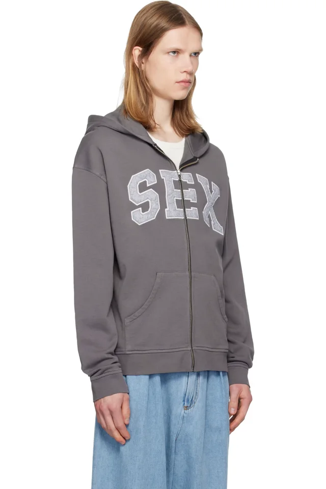 Carne Bollente SSENSE Exclusive Gray Zipcode Desire 'Sex' Hoodie, photo 2 of 2 from SSENSE