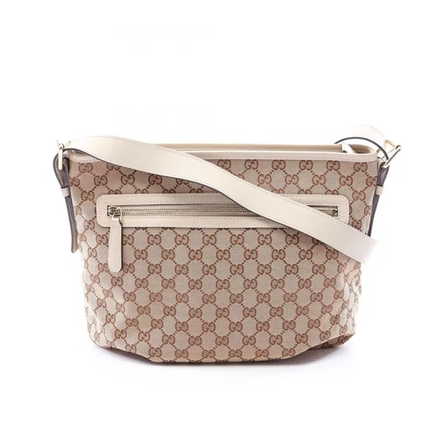 Gucci Shoulder Bag GG Canvas Beige Ivory in White Canvas from The Reluxe