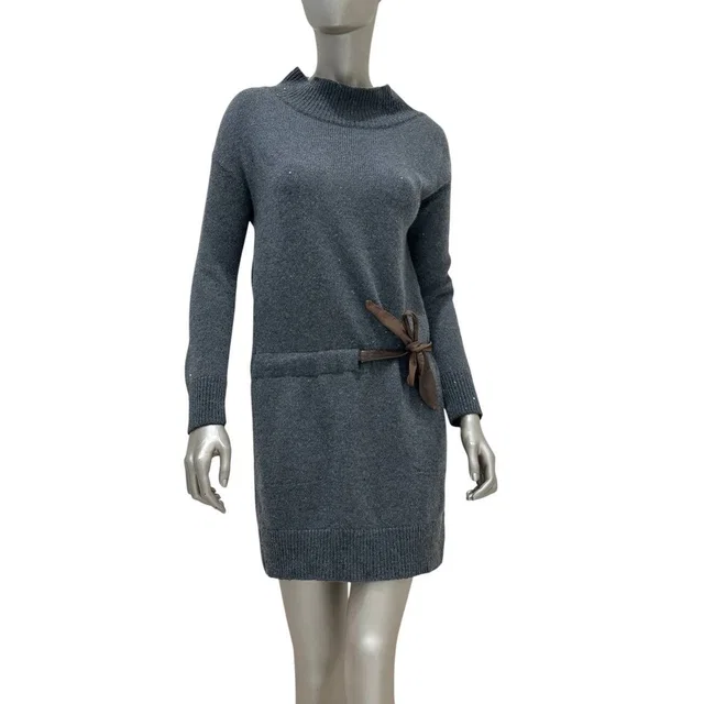 Brunello Cucinelli Elegant Wool Leather Belt Dress Sz.Xs/S in brown|red|gray Wool from Poshmark