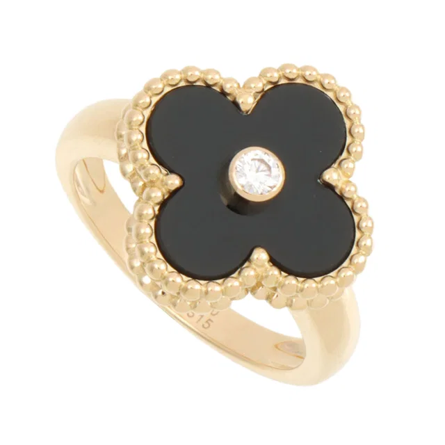 Van Cleef & Arpels 18K Vintage Alhambra Ring #49 Black/Yellow Gold in Black from VINTAGE QOO TOKYO