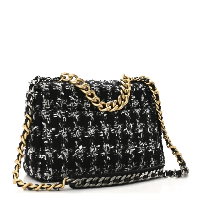 Quilted Large Chanel 19 Flap Black Silver Ecru in Black Tweed from FASHIONPHILE, photo 3 of 11