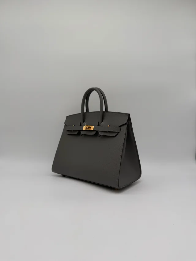 Hermès Birkin 25 Sellier Gris Meyer Madame Gold Hardware in Grey Leather from Luxury Promise, photo 7 of 11
