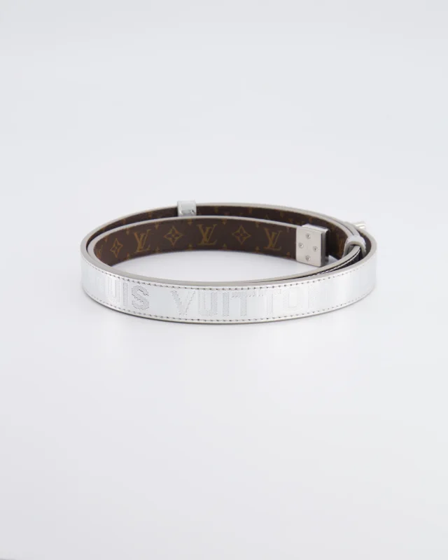 Louis Vuitton Silver Metallic Logo Belt Size 90cm in Silver from Sellier, photo 2 of 10