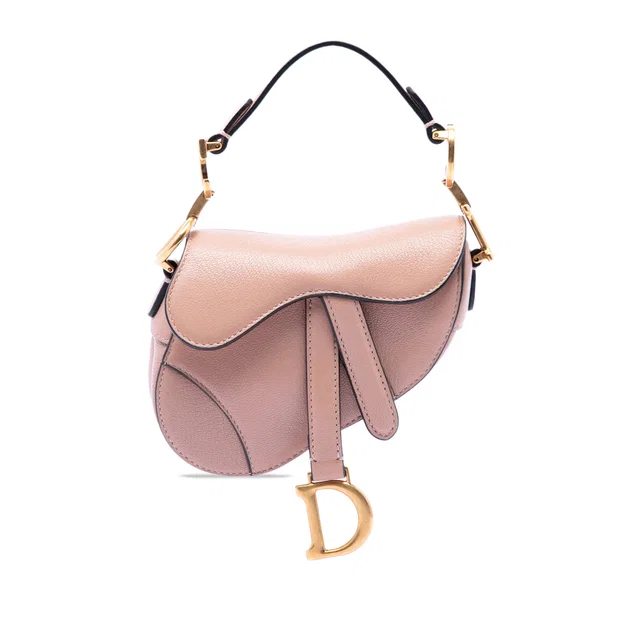 Brown Dior Micro Goatskin Saddle Bag Satchel in Brown Goatskin from Designer Revival