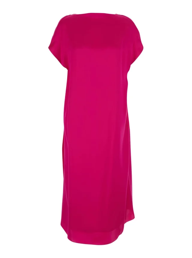 Dries van noten 'Diria' Pink Midi Dress with V-Neck on the Back and Short Sleeves in Silk for Women in Pink from Gaudenzi Boutique, photo 1 of 1