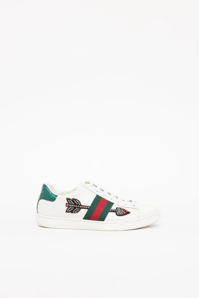 Gucci Jeweled Arrow Sneaker in Leather from VSP Consignment
