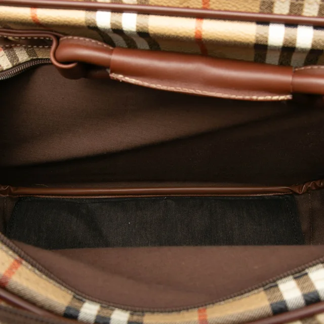 Beige Burberry Haymarket Check Coated Canvas Satchel in Beige Coated canvas from Designer Revival, photo 4 of 6