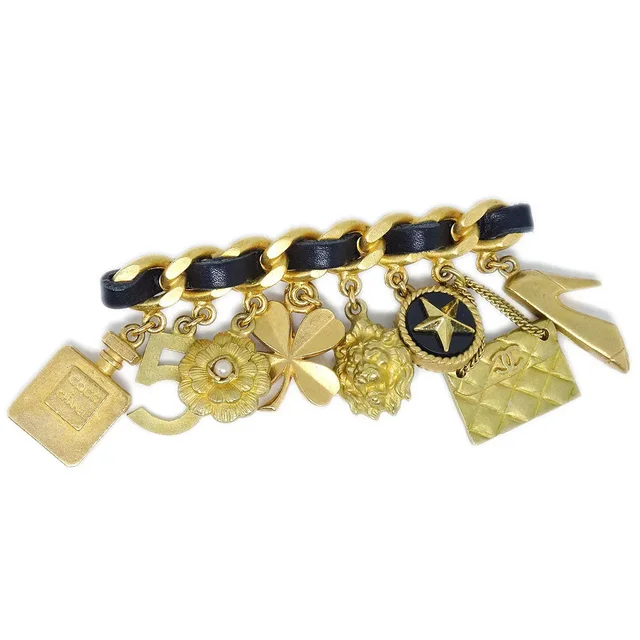 Chanel 1994 Icon Brooch Pin in Leather from AMORE Vintage Tokyo