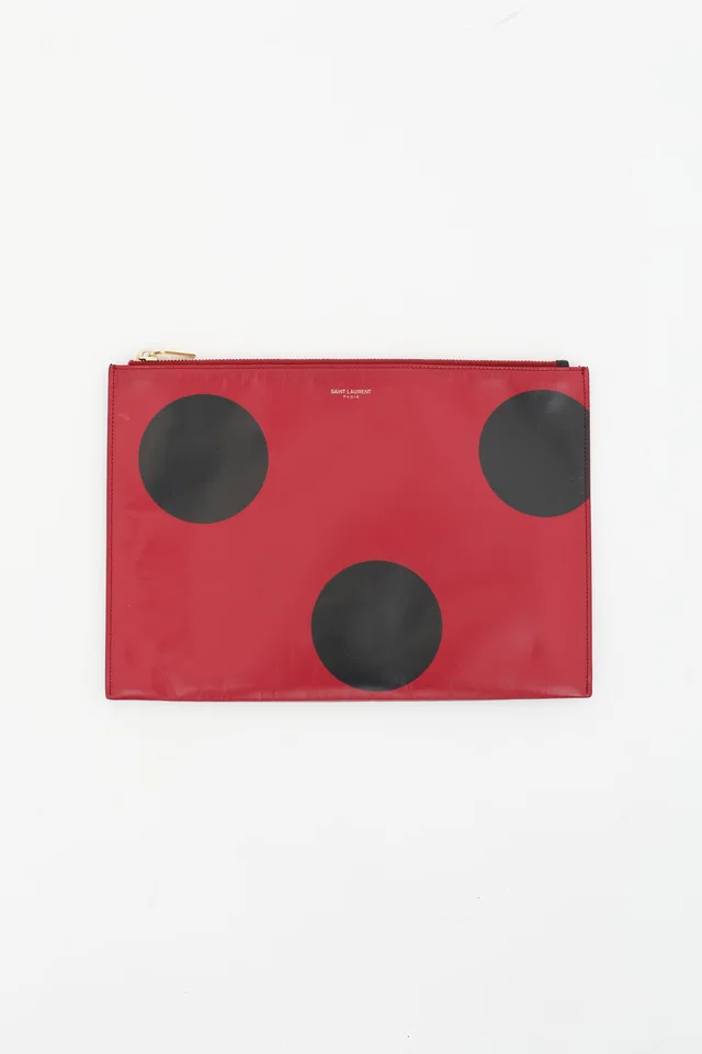 Saint Laurent Large Dot Zipped Pouch in Leather from VSP Consignment