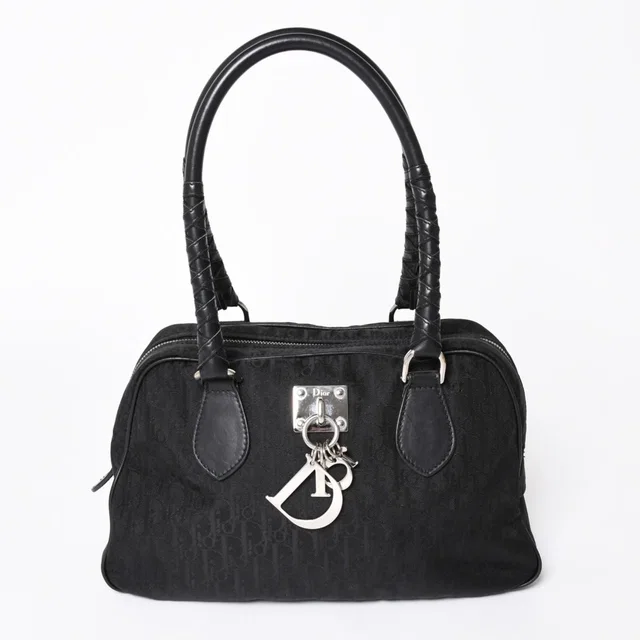 Dior Lovely Handbag Trotter Black Galliano in Black Canvas from The Reluxe