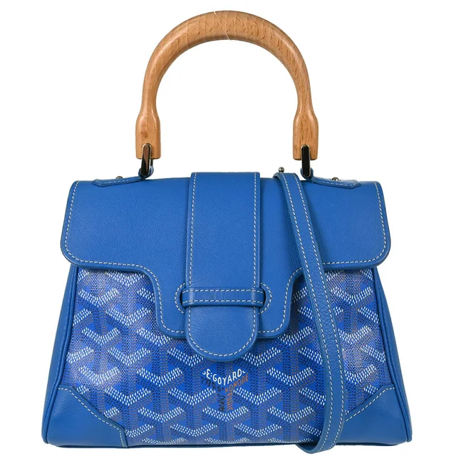 Goyard Blue Saigon Souple Mini 2way Shoulder Handbag in Blue Canvas from AMORE Vintage Tokyo