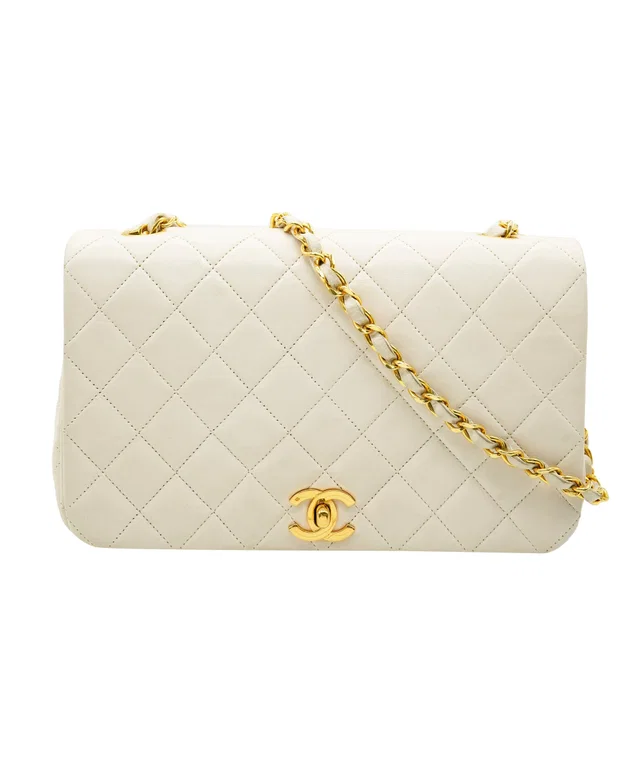 Chanel Vintage White Diana Lambskin Crossbody Bag in White Lambskin from Luxury Promise