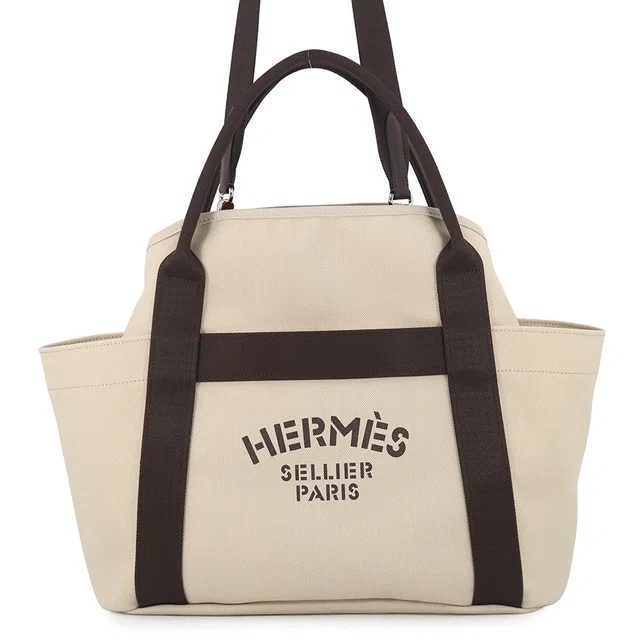 Hermès Sucked Pansage Groom Beige・Sabour/Feu Toile Chevrons Canvas in Beige Canvas from GALLERY RARE