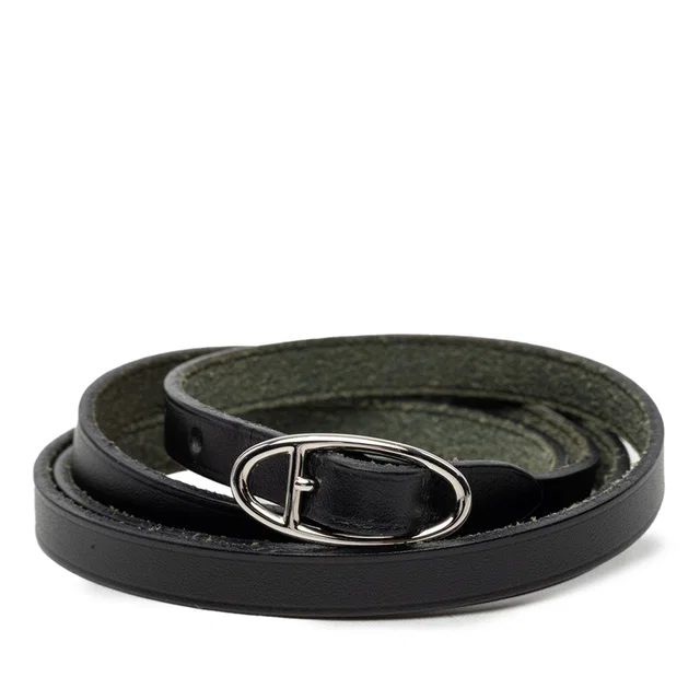 Black Hermès Box Calf Triple Tour Wrap Bracelet in Black Box leather from Designer Revival