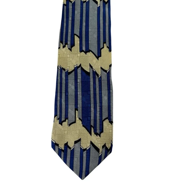 Mulberry Neckwear Ziggurat Usa 100% Silk Geometric Classic Mens Neck Tie in blue Silk from Poshmark