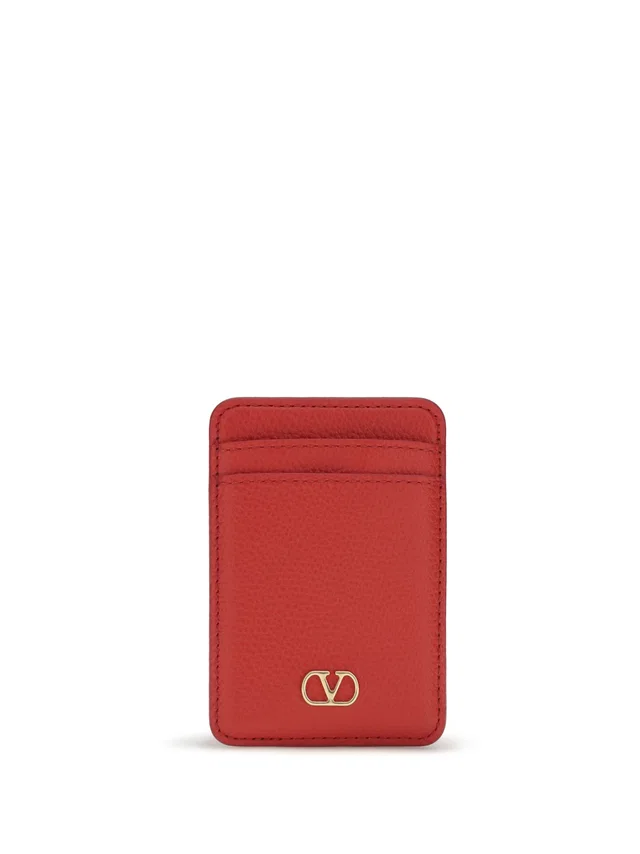 Valentino Garavani Card Case — Red Calf Leather Bos Taurus Wallet in Red Calfskin from HEWI