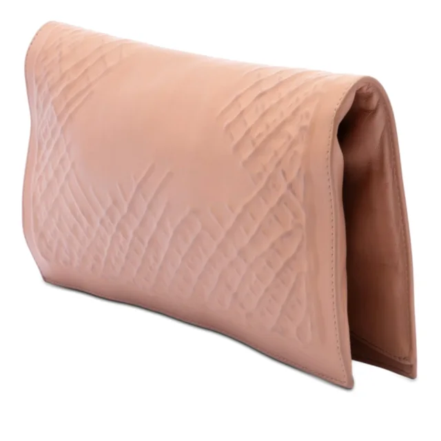 Bottega Veneta Nappa Embossed Intrecciato Turn Lock Clutch in Beige Nappa leather from Designer Revival, photo 2 of 6