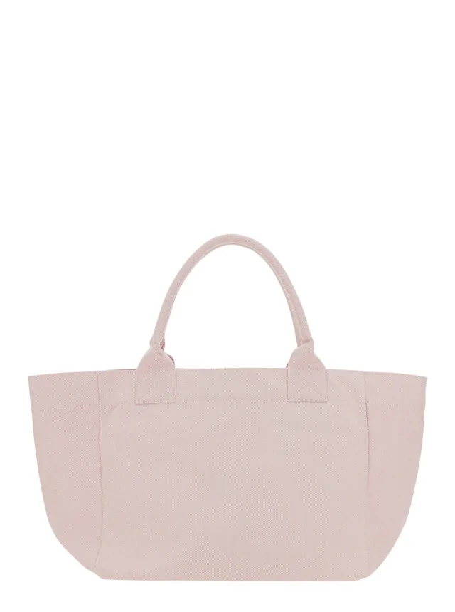 GANNI 'Trapeze Medium' Pink Tote bag with logo lettering and print on the front in cotton for women in Pink, photo 7 of 10 from Gaudenzi Boutique