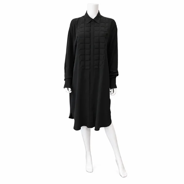 Bottega Veneta Black Silk Crepe De Chine Shirt Dress in Black Silk from Clotheshorse Anonymous